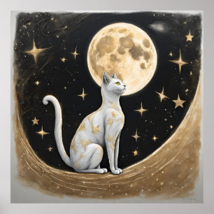 Affiche Cadeau Céleste De Chat Pour Amoureux de les chats