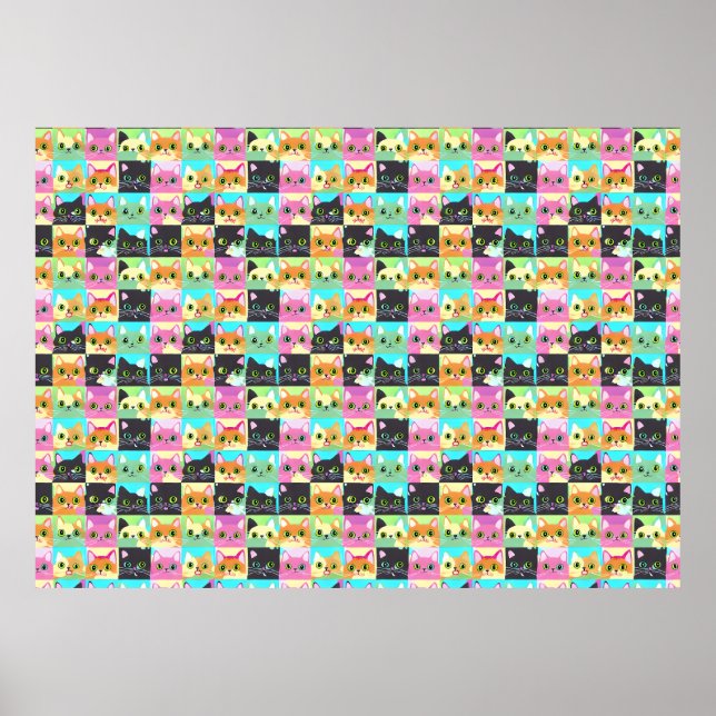 Affiche Cadeau Chat | Motif de chat mignon Kawaii (Devant)