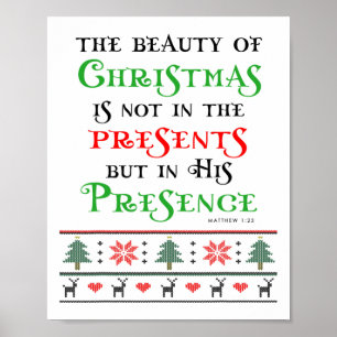 Affiche Cadeau chrétien de Noël en sa présence Matthieu 1