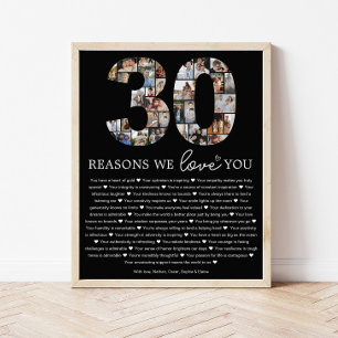 Affiche Cadeau commémoratif 30 raisons pour lesquelles nou
