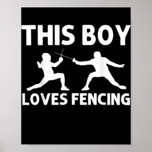 Affiche Cadeau cool pour clôtures pour garçons Fencer Spor