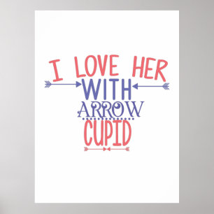 Affiche Cadeau Couple Je L'Aime Avec Arrow Cupid
