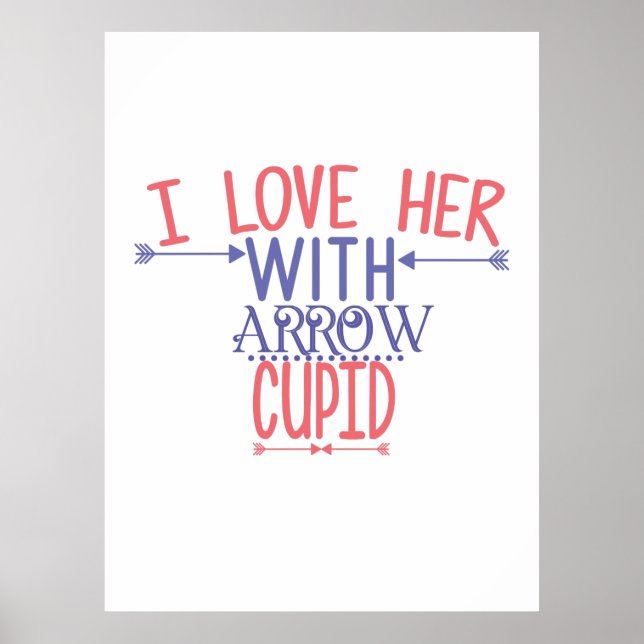 Affiche Cadeau Couple Je L'Aime Avec Arrow Cupid (Devant)