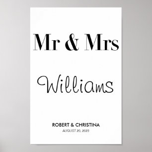 Affiche Cadeau d'affiche Mariage personnalisé MR & MRS Épo