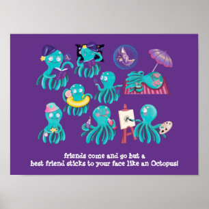 Affiche Cadeau d'amitié OCTOPUS - BFF Sticks to Face