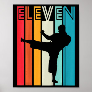 Affiche Cadeau d'anniversaire 11 ans Karaté Taekwondo Rétr