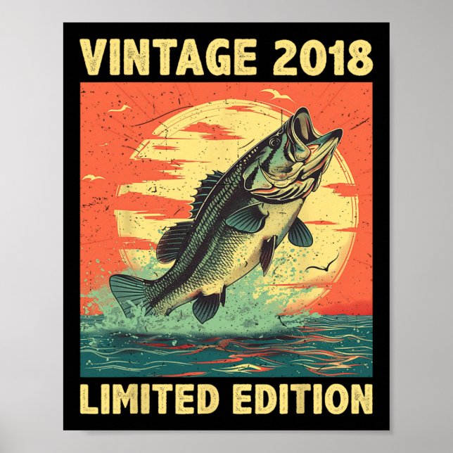 Affiche Cadeau d'anniversaire 2018 Pêche Pêcheur Poisson N (Devant)