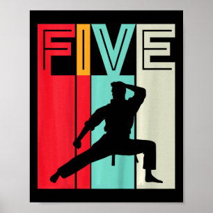 Affiche Cadeau d'anniversaire 5 ans Karaté Taekwondo Rétro