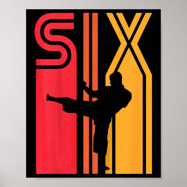 Affiche Cadeau d'anniversaire 6 ans Karaté Taekwondo Rétro (Devant)