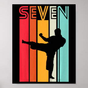 Affiche Cadeau d'anniversaire 7 ans Karaté Taekwondo Rétro