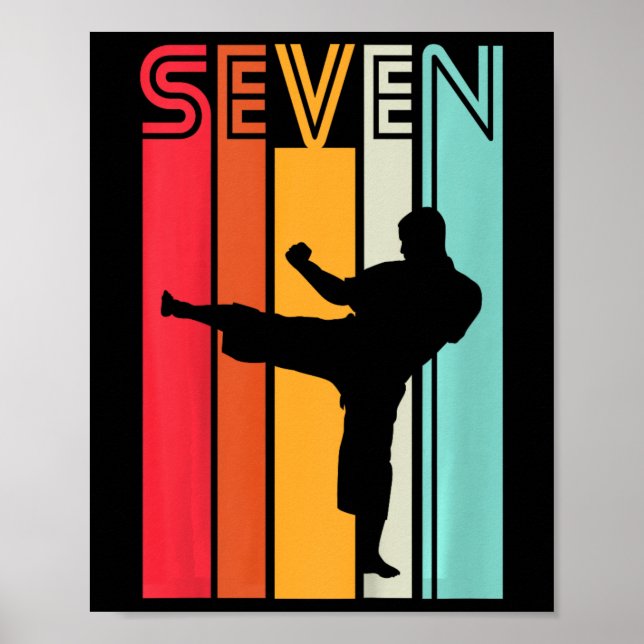 Affiche Cadeau d'anniversaire 7 ans Karaté Taekwondo Rétro (Devant)