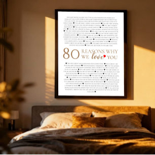 Affiche Cadeau d'anniversaire 80 ans pour 80 raisons pour 