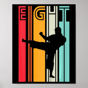 Affiche Cadeau d'anniversaire 8 ans Karaté Taekwondo Rétro