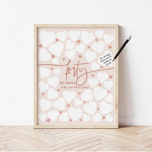 Affiche Cadeau d'anniversaire Cœurs 40 Raisons pour lesque