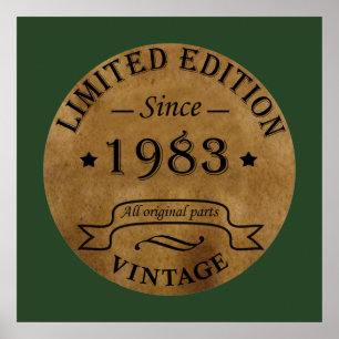 Affiche Cadeau d'anniversaire de 1983 vintage