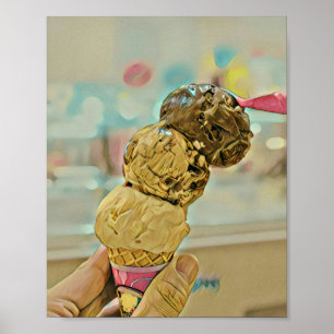 Affiche Cadeau d'anniversaire de crème glacée