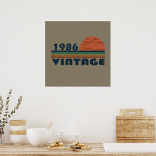 Affiche cadeau d'anniversaire de naissance en 1986