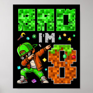 Affiche Cadeau d'anniversaire de style Pixel Dab Gamer pou