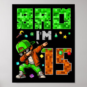 Affiche Cadeau d'anniversaire de style Pixel Dab Gamer pou