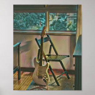 Affiche cadeau d'anniversaire guitariste