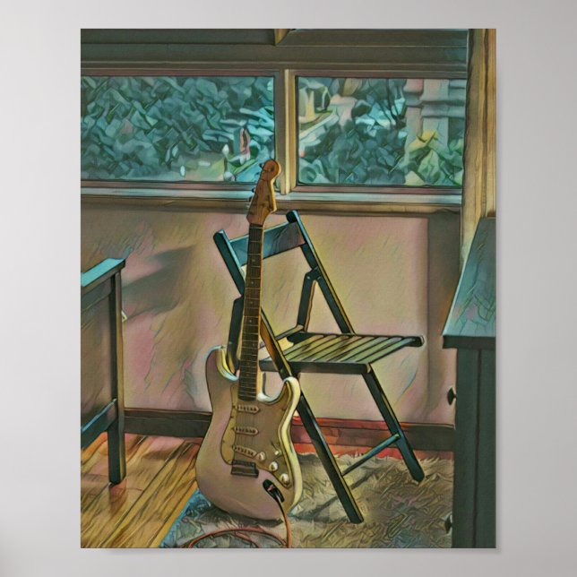 Affiche cadeau d'anniversaire guitariste (Devant)