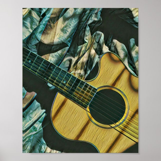 Affiche cadeau d'anniversaire guitariste vintage (Devant)
