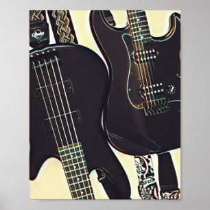 Affiche cadeau d'anniversaire guitariste vintage