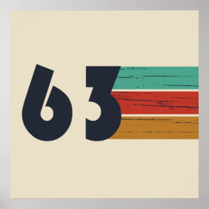 Affiche cadeau d'anniversaire vintage né en 1963