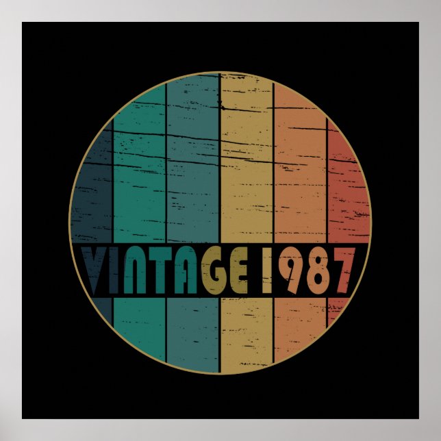 Affiche cadeau d'anniversaire vintage né en 1987 (Devant)