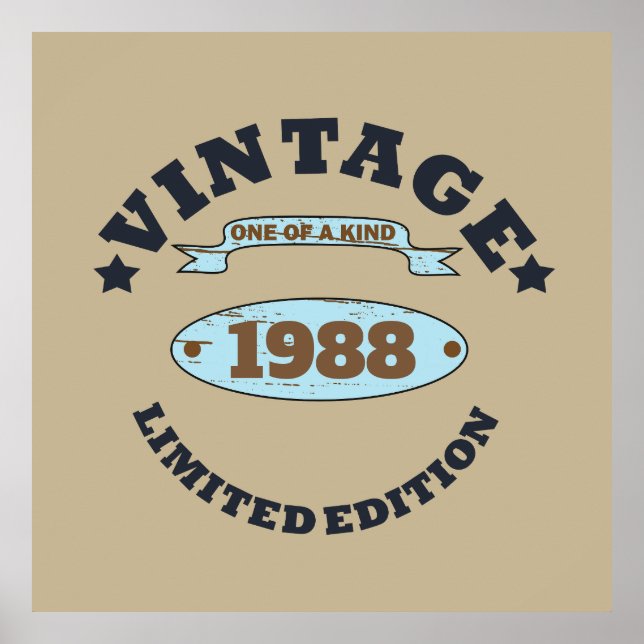 Affiche Cadeau d'anniversaire vintage personnalisé (Devant)