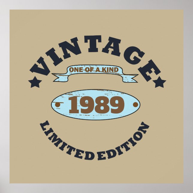 Affiche Cadeau d'anniversaire vintage personnalisé (Devant)