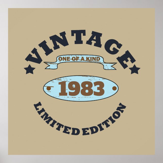 Affiche Cadeau d'anniversaire vintage personnalisé (Devant)