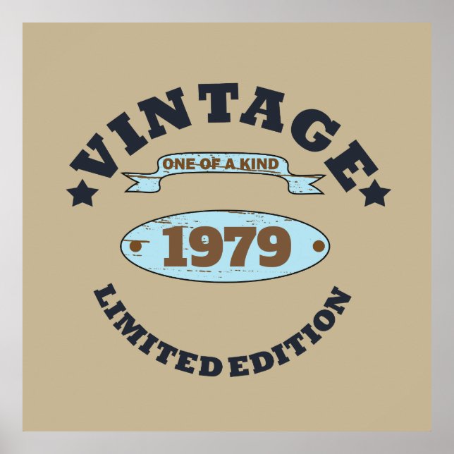 Affiche Cadeau d'anniversaire vintage personnalisé (Devant)