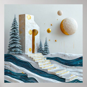 Affiche Cadeau d'art de l'escalier de la maison de découpe