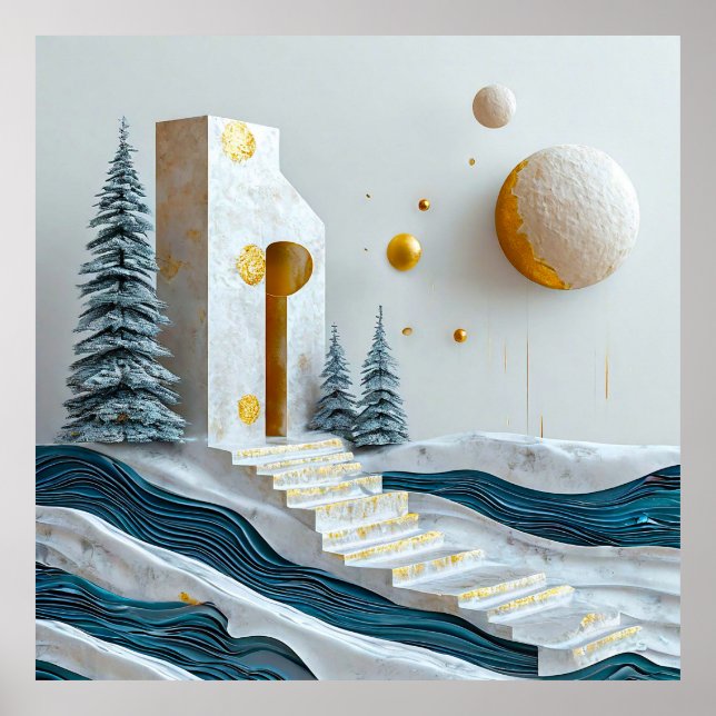 Affiche Cadeau d'art de l'escalier de la maison de découpe (Devant)