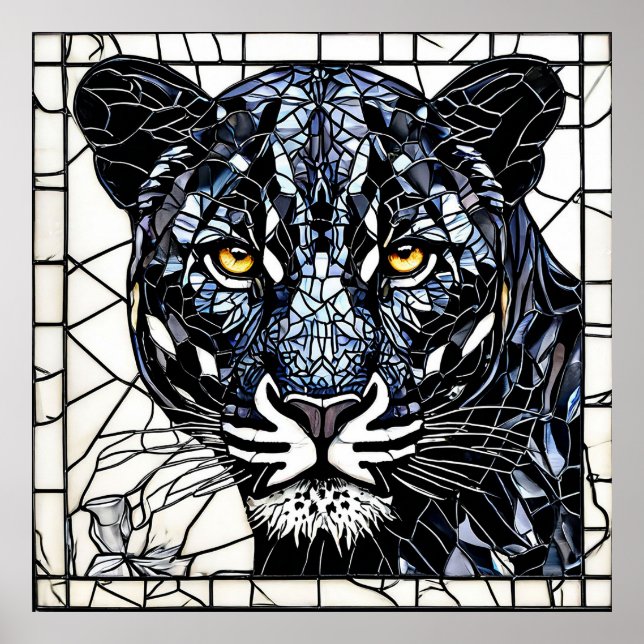 Affiche Cadeau d'art en verre teinté Black Panther pour la (Devant)