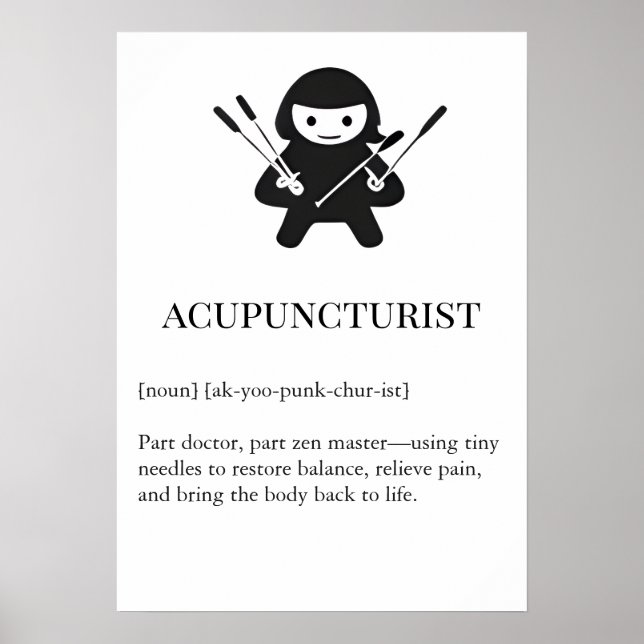 Affiche Cadeau d'art mural pour acupuncteur | Acupuncture  (Devant)