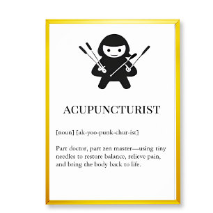 Affiche Cadeau d'art mural pour acupuncteur Acupuncture