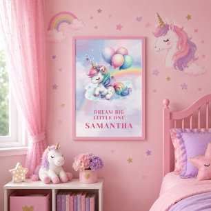 Affiche Cadeau d'art mural pour anniversaire de licorne ar