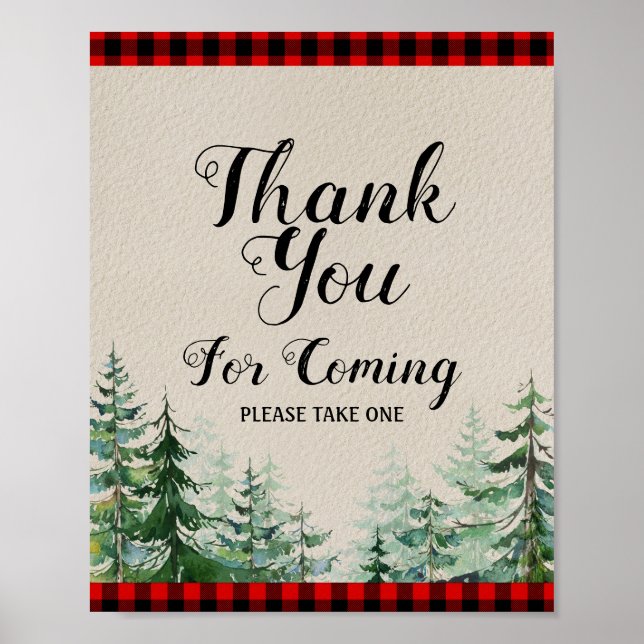 Affiche Cadeau de Baby Shower Bûcheron Merci d'être venu (Devant)