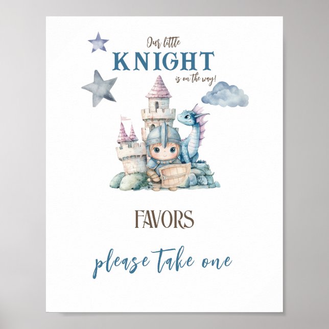 Affiche Cadeau de Baby Shower Chevalier de Conte de Fées R (Devant)