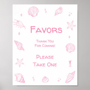 Affiche Cadeau de Baby Shower de plage côtière rose