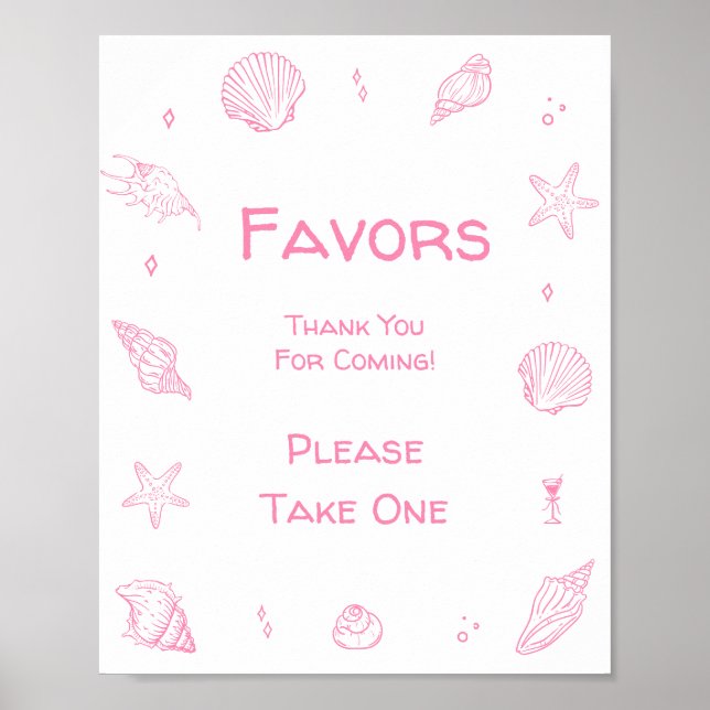 Affiche Cadeau de Baby Shower de plage côtière rose (Devant)