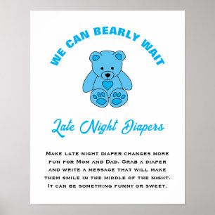 Affiche Cadeau de Baby Shower Oursons à Venir Couches pour