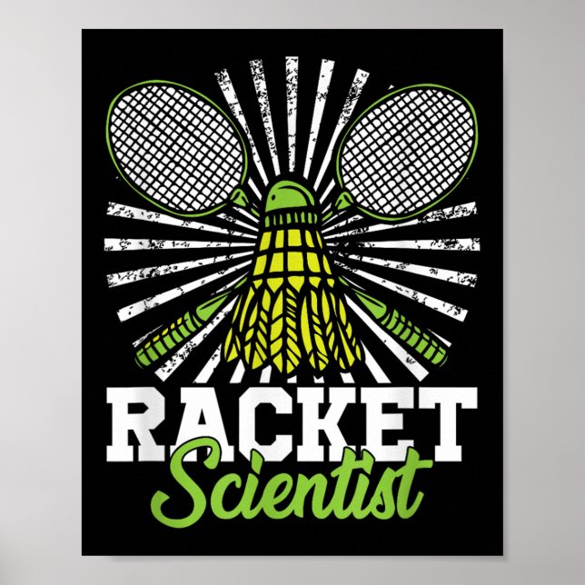 Affiche Cadeau de badminton navette raquette scientifique  (Devant)