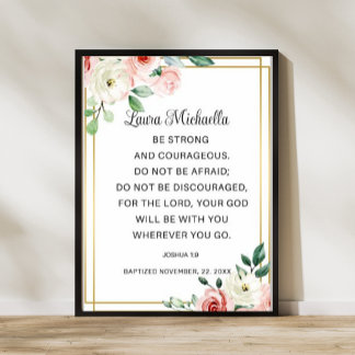 Affiche Cadeau de baptême Joshua 1 9