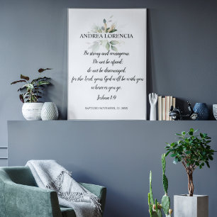 Affiche Cadeau de baptême Joshua 1 9
