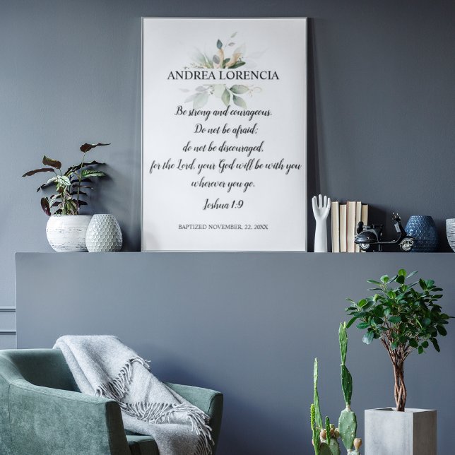 Affiche Cadeau de baptême Joshua 1 9 (Créateur téléchargé)