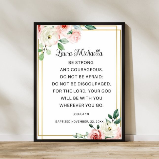 Affiche Cadeau de baptême Josué 1 9 (Créateur téléchargé)
