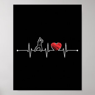 Affiche Cadeau de battement de coeur de joueur de cricket